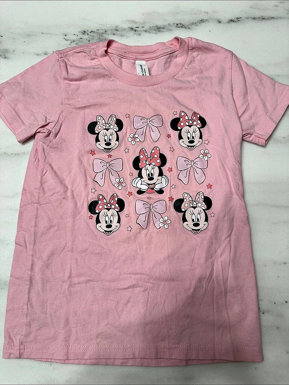 Bella Canvas small 6/8 Disney Minnie Mouse Graphic Tee Pink.Good condition